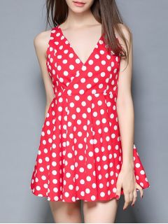 Sweet Polka Dot Open Back Summer Dress For Women